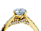 Yellow gold Fancy Blue Oval  Solitaire Diamond Ring with Pavé Band and Four-Prong Setting_169