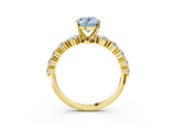 Yellow gold Fancy Blue Oval  Solitaire Diamond Ring with Pave Band and Four-Prong Setting_255