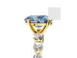 Yellow gold Fancy Blue Oval  Solitaire Diamond Ring with Pave Band and Four-Prong Setting_257