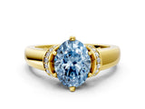 Yellow gold Fancy Blue Oval  Solitaire Diamond Ring with Pave Band and Six-Prong Setting_31