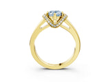 Yellow gold Fancy Blue Oval  Solitaire Diamond Ring with Pave Band and Six-Prong Setting_34