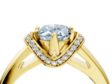 Yellow gold Fancy Blue Oval  Solitaire Diamond Ring with Pave Band and Six-Prong Setting_35