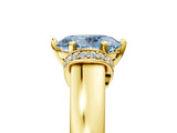 Yellow gold Fancy Blue Oval  Solitaire Diamond Ring with Pave Band and Six-Prong Setting_36