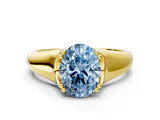 Yellow gold Fancy Blue Oval  Solitaire Diamond Ring with Six-Prong Cathedral Setting_32