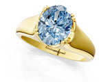 Yellow gold Fancy Blue Oval  Solitaire Diamond Ring with Six-Prong Cathedral Setting_33