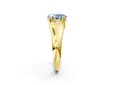 Yellow gold Fancy Blue Oval  Solitaire Diamond Ring with Six-Prong Cathedral Setting_34