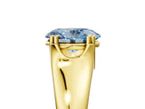 Yellow gold Fancy Blue Oval  Solitaire Diamond Ring with Six-Prong Cathedral Setting_37