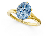 Yellow gold Fancy Blue Oval  Solitaire Diamond Ring with Six-Prong Setting and Tapered Band_19