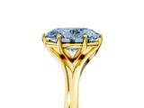 Yellow gold Fancy Blue Oval  Solitaire Diamond Ring with Six-Prong Setting and Tapered Band_23