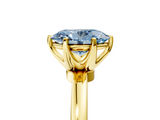 Yellow gold Fancy Blue Oval  Solitaire Diamond Ring with Six-Prong Setting on a Classic Band_8