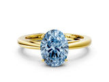 Yellow gold Fancy Blue Oval  Solitaire Diamond Ring with Split Shank and Four-Prong Setting_12