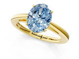 Yellow gold Fancy Blue Oval  Solitaire Diamond Ring with Split Shank and Four-Prong Setting_13