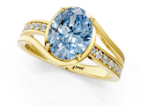 Yellow gold Fancy Blue Oval  Solitaire Diamond Ring with Split Shank and Prong Setting_41