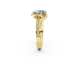 Yellow gold Fancy Blue Oval  Solitaire Diamond Ring with Split Shank and Prong Setting_42