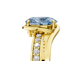 Yellow gold Fancy Blue Oval  Solitaire Diamond Ring with Split Shank and Prong Setting_45