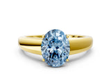 Yellow gold Fancy Blue Oval  Solitaire Diamond Ring with Tapered Band and Four-Prong Setting_49