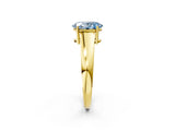 Yellow gold Fancy Blue Oval  Solitaire Diamond Ring with Tapered Band and Four-Prong Setting_51
