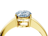 Yellow gold Fancy Blue Oval  Solitaire Diamond Ring with Tapered Band and Four-Prong Setting_53