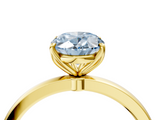 Yellow gold Fancy Blue Oval  Solitaire Diamond Ring with Thin Band and Four-Prong Setting_7