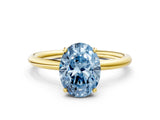 Yellow gold Fancy Blue Oval  Solitaire Diamond Ring with a Classic Band and Four-Prong Setting 1