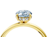 Yellow gold Fancy Blue Oval  Solitaire Diamond Ring with a Classic Band and Four-Prong Setting 5
