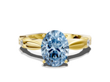 Yellow gold Fancy Blue Oval  Solitaire Diamond Twisted Band with Four-Prong Setting_64