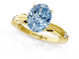 Yellow gold Fancy Blue Oval  Solitaire Diamond Twisted Band with Four-Prong Setting_65