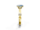 Yellow gold Fancy Blue Oval  Solitaire Diamond Twisted Band with Four-Prong Setting_66