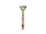 Yellow gold Fancy Blue Oval  Solitaire Diamond with Pavé Band and Four-Prong Setting_71