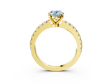 Yellow gold Fancy Blue Oval  Solitaire Diamond with Pavé Band and Four-Prong Setting_72