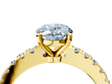 Yellow gold Fancy Blue Oval  Solitaire Diamond with Pavé Band and Four-Prong Setting_73