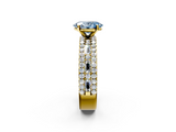 Yellow gold Fancy Blue Oval  Solitaire Diamond with Pave and Channel Set Band_64