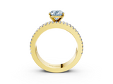 Yellow gold Fancy Blue Oval  Solitaire Diamond with Pave and Channel Set Band_65