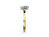 Yellow gold Fancy Blue Oval  Solitaire Engagement Ring with Cathedral Band and Four-Prong Setting_21