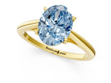 Yellow gold Fancy Blue Oval  Solitaire Engagement Ring with Four-Prong Setting and Classic Band 1
