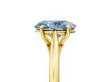 Yellow gold Fancy Blue Oval  Solitaire Engagement Ring with Four-Prong Setting and Classic Band 5