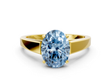 Yellow gold Fancy Blue Oval  Solitaire Engagement Ring with Four-Prong Setting and Tapered Band_3