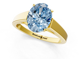 Yellow gold Fancy Blue Oval  Solitaire Engagement Ring with Four-Prong Setting and Tapered Band_4