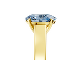 Yellow gold Fancy Blue Oval  Solitaire Engagement Ring with Four-Prong Setting and Tapered Band_8