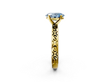 Yellow gold Fancy Blue Oval  Solitaire Engagement Ring with Scrollwork Band and Four-Prong Setting_118