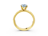 Yellow gold Fancy Blue Oval  Solitaire Engagement Ring with Scrollwork Band and Four-Prong Setting_119