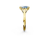 Yellow gold Fancy Blue Oval  Solitaire Engagement Ring with Six-Prong Setting and Classic Band 3