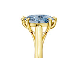 Yellow gold Fancy Blue Oval  Solitaire Engagement Ring with Six-Prong Setting and Classic Band