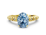 Yellow gold Fancy Blue Oval  Solitaire Floral Milgrain Engagement Ring_36
