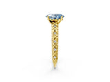 Yellow gold Fancy Blue Oval  Solitaire Floral Milgrain Engagement Ring_38