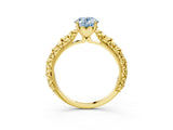 Yellow gold Fancy Blue Oval  Solitaire Floral Milgrain Engagement Ring_39