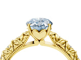 Yellow gold Fancy Blue Oval  Solitaire Floral Milgrain Engagement Ring_40
