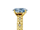 Yellow gold Fancy Blue Oval  Solitaire Floral Milgrain Engagement Ring_41