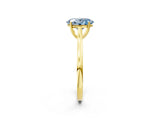 Yellow gold Fancy Blue Oval  Solitaire Heart Prong Engagement Ring with Tapered Band_57