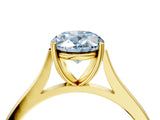 Yellow gold Fancy Blue Oval  Solitaire Heart Prong Engagement Ring with Tapered Band_59